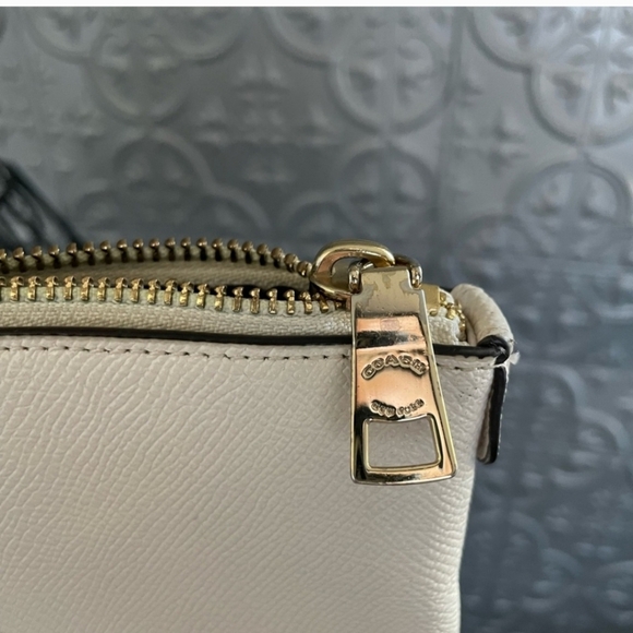 Coach F57526 Off White Ivory Chalk Grossgrain Leather Ava Tote Handbag Purse - Picture 6 of 11